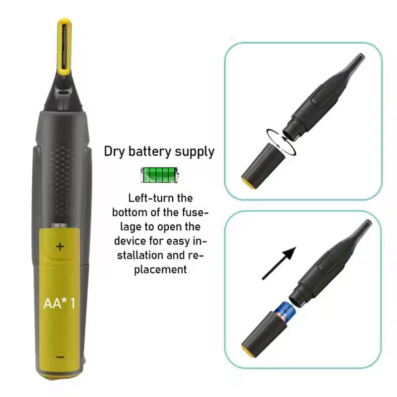 Portable electric nose and ear trimmer, safe facial care, nose hair trimmer, men's shaving and hair removal