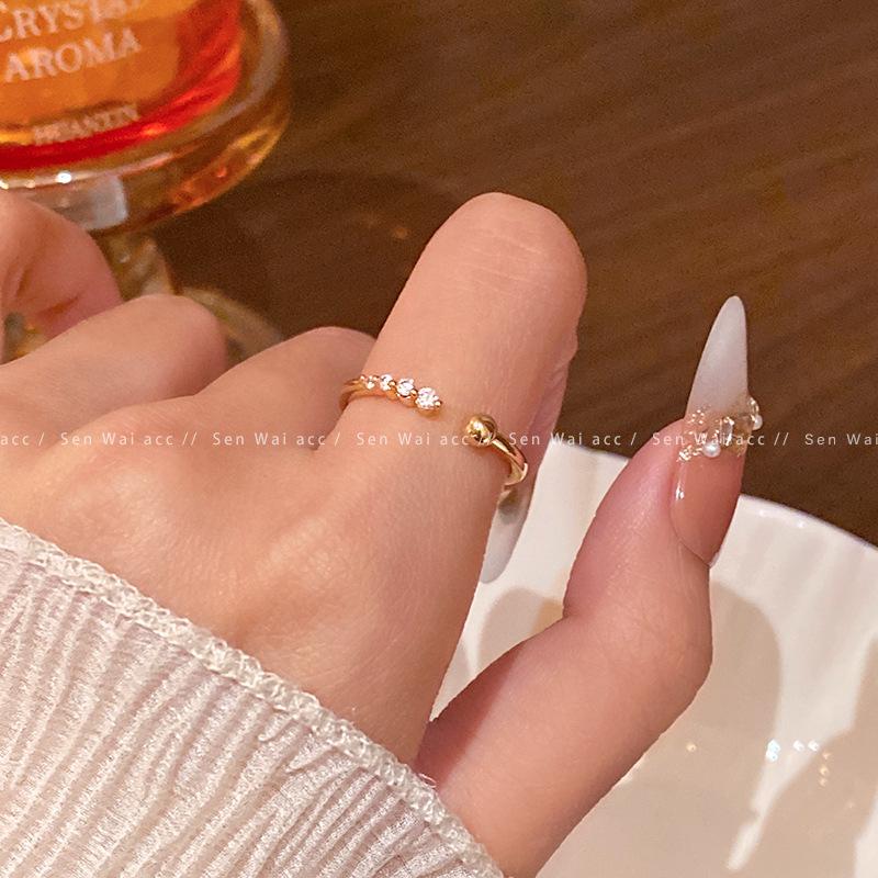 Micro-inlaid Zircon Diamond Ring for Women's Light Luxury Design Sense, Stacked Index Finger Ring, Super Flash Jewelry