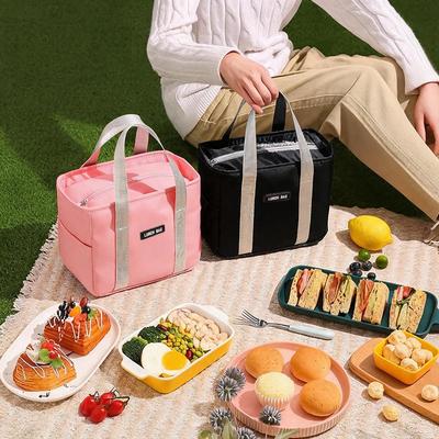 Sac à déjeuner Oxford imperméable et isolé Épais Réutilisable Porte-repas pour le travail Bureau Pique-nique Randonnée Voyage