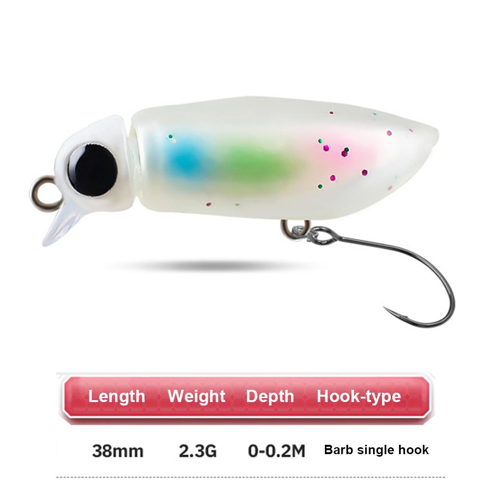 38mm 2.3g Miniature Bait Soft Plastic Body Mini Floating Trout Fishing Lure