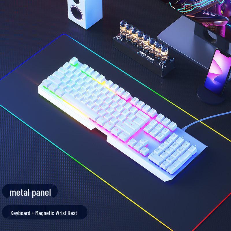 Mechanical Feel Wired Keyboard and Silent Mouse Set for Gaming and Office Use