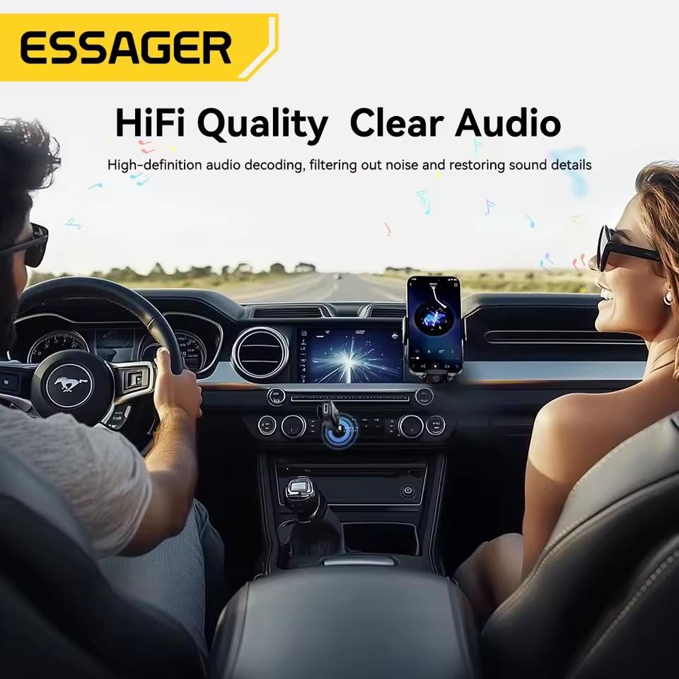 Essager Bluetooth 5.3 Adapter 3.5mm AUX Jacks For Audio Music Receiver Car Speakers Headset Tablet Laptop Bluetooth Car Receiver
