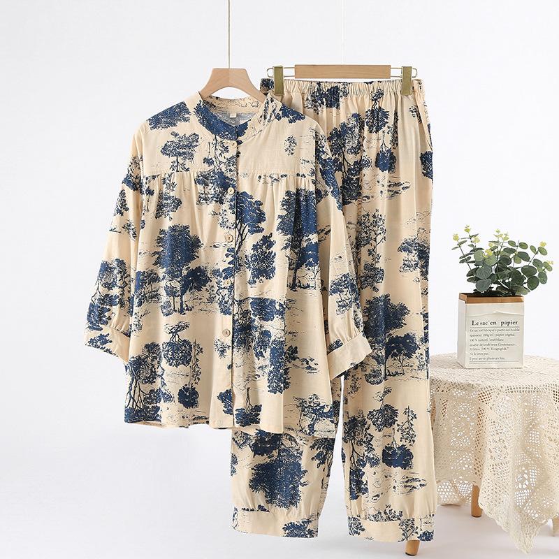 Bamboo cotton Internet celebrity live broadcast Korean version of short-sleeved pajamas women's summer suit sweet casual princess simple loungewear
