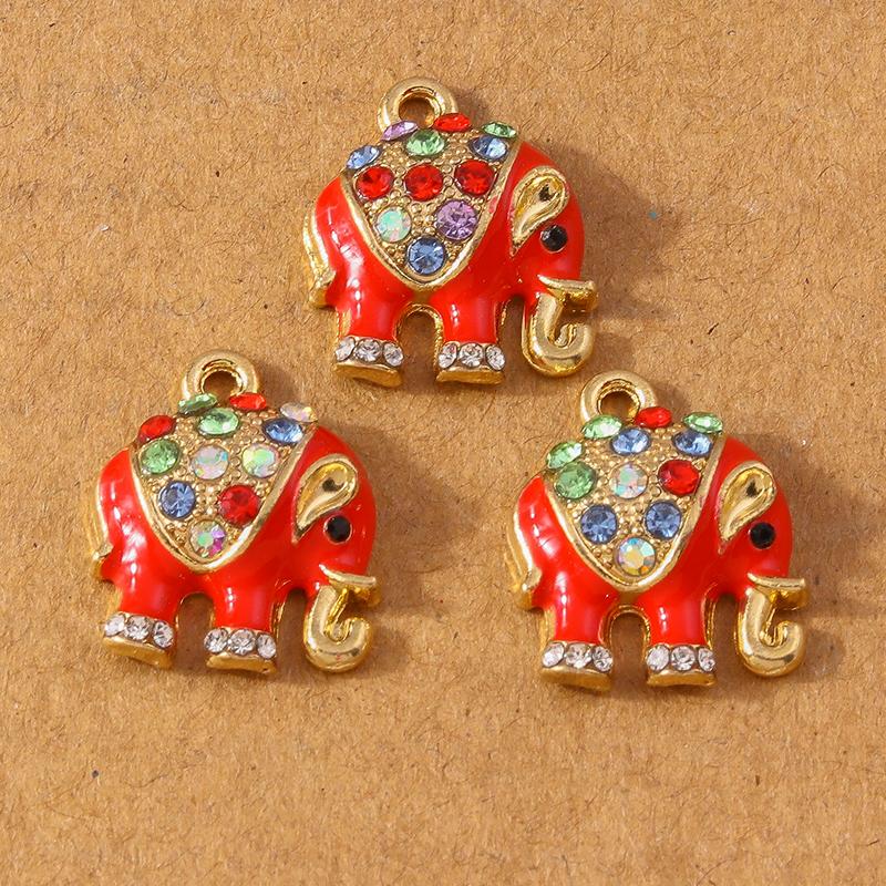 10pcs Enamel Crystal Rhinestones Animal Elephant Pendants Charms for Jewelry DIY Earrings Necklace Bracelet Accessories