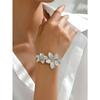 Simple White Bead & Faux Pearl Starfish Shell Jewelry Bracelet, Suitable for Women's Daily Wear and Leisure Travel