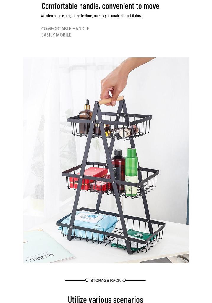 Wrought Iron Multi-Layer Storage Basket: Fruit, Bread, and Vegetable Organizer for Kitchen and Living Room
