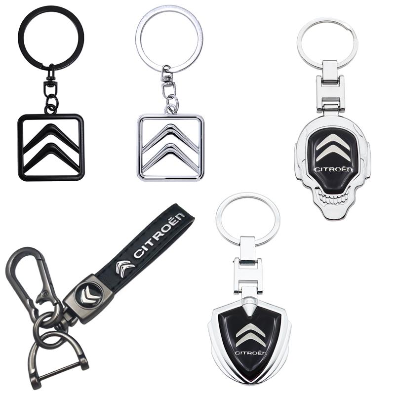 AEG3 1pcs 3D Citroen new carbon fibre Zinc Alloy Car KeyChain Key Chain Keyring Key Ring Creative logo Emblem Auto Badge accessories