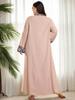 Plus Size Middle Eastern Ethnic V-Neck Printed Patchwork Long Dress