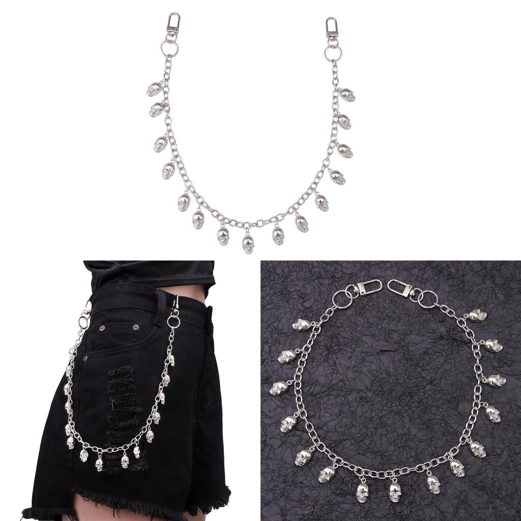 Halloween Skull Pendant Metal Waist Chain For Men And Women With Lobster Clasp