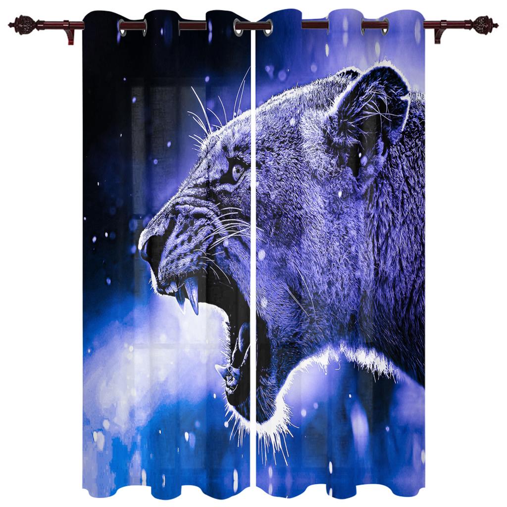 Leopard Afrika Beast Fierce Gaze Vorhänge für Kinderzimmer Küche Paravent für Wohnzimmer Urlaubsdeko Voile Vorhang