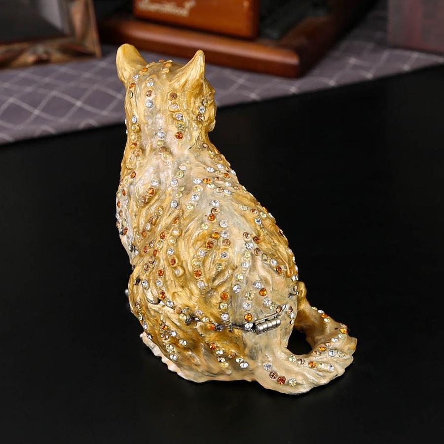 Meow Jewelry Box Metal Home Ornament Inlaid Jewelry Box Flip Dust-proof Earrings Ring Storage Box Jewelry Box