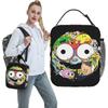 Smiling Friends Smiley Face Character Collage Funny Cartoon Lunch Bag Retro Lunch Box School Portable Thermal Tote Handbags