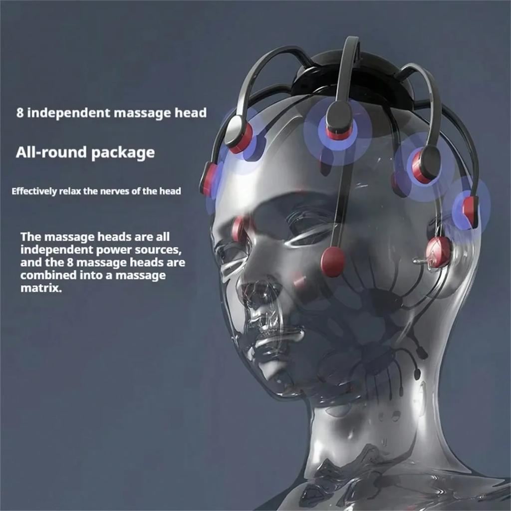 Intelligentes elektrisches Multi-Massageköpfe Hochfrequente Vibration Rotes Licht Müdigkeitslinderung Kopfmassagegerät