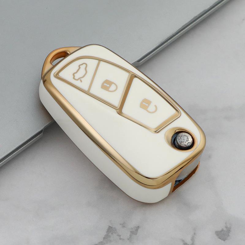 

Fiat Panda Key Cover with Gold Edge - European Style Protective Shell for Keys PE Bag