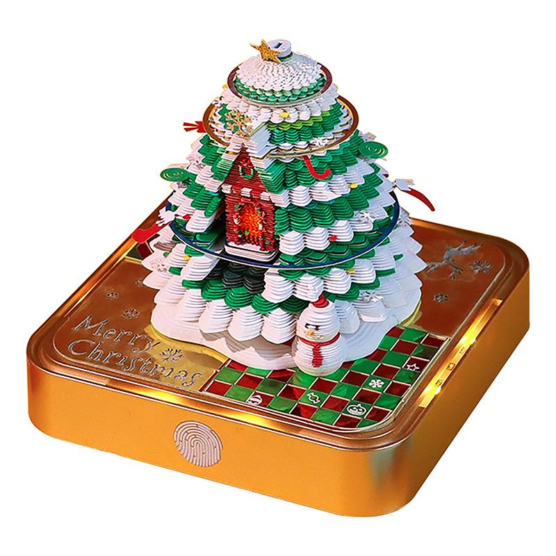 Juletre Bordkalender Med LED-lys 2025 Kalender Notatblokk Kreativ Bordkalender DIY Notater Notisblokk 3D Kunstkalender