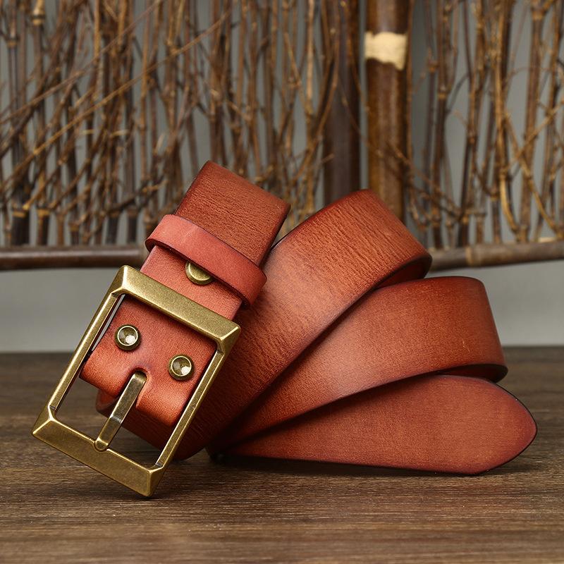Belt Men's Retro Matte Top-Grain Leather Pin Buckle Genuine Leather Fashion All-Match Casual Jeans Belt Young People