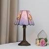 Modern moon Stained Glass Table Lamp Cute Small Bedside Lamps for Living Room Home,Unique Aesthetic Home Decor Girls Gift