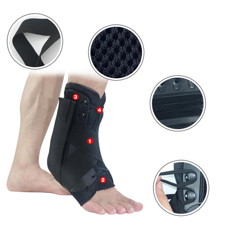Ankle Brace Support Stabilizer Sports Football Compression Adjustable Lace Up Ankle Socks Protector Orthosis