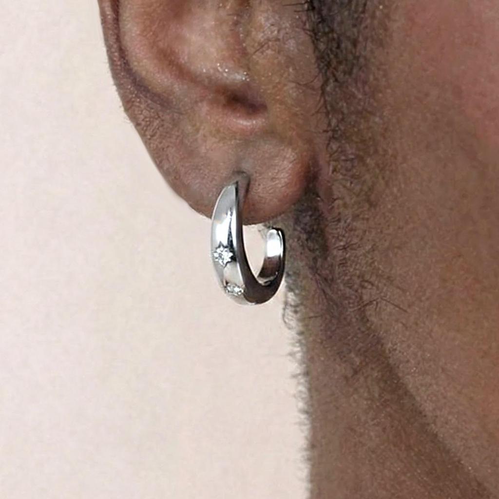 18k Gold-Plated Stainless Steel Zircon C-Shaped Earrings In Minimalist Style