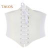 Women Lace-up Corset Wide Elastic Waist Belt Faux Leather Slimming Body Waistband Dress Shirt Decoration