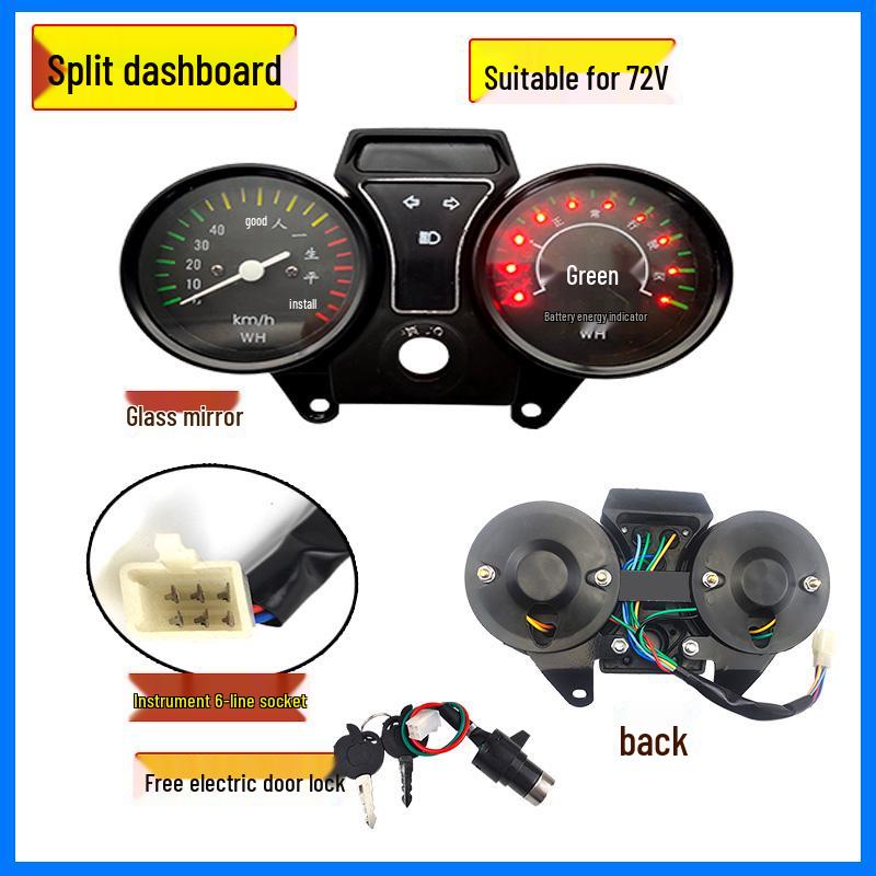 Universal Electric Tricycle LCD Dashboard: 48V/60V/72V Speedometer & Battery Meter.