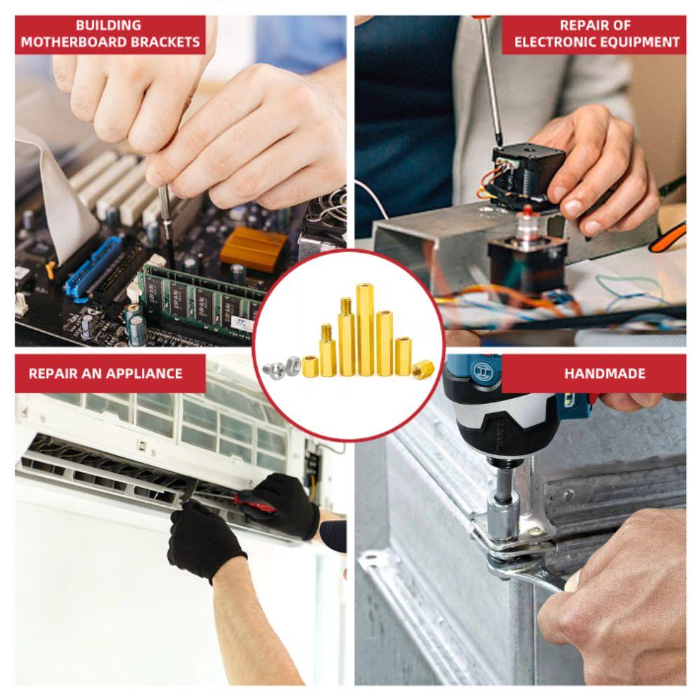 Brass Material Screws Kit M3 Size Nuts Kit Motherboard Standoffs  Circuit Board Repair