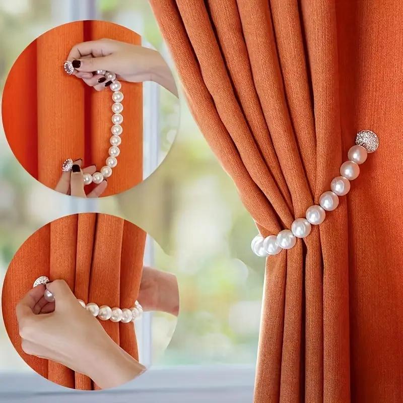 1PCS Simulation Pearl Magnetic Curtain Tiebacks Curtain Ties Car Curtain Ties Decorative Ties Bundle Rope Children's Room Decoration