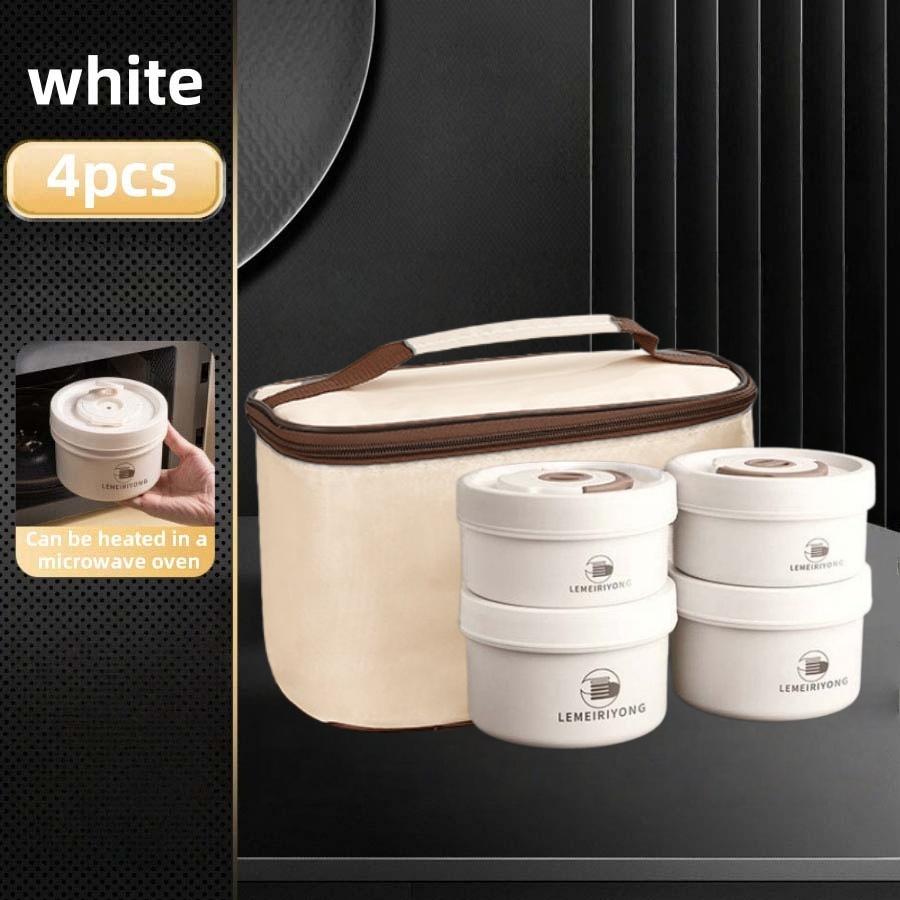 Rundes 304 Edelstahl Bento Box Set Stapelbar Auslaufsicherer Lebensmittelbehälter mit Isolierter Tragetasche