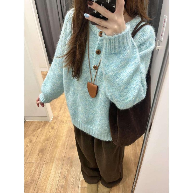 Autumn and Winter White Knitted Sweater Women's Soft Waxy Thickened Bottoming Shirt Casual Warm Lazy Age-reducing Inner Top