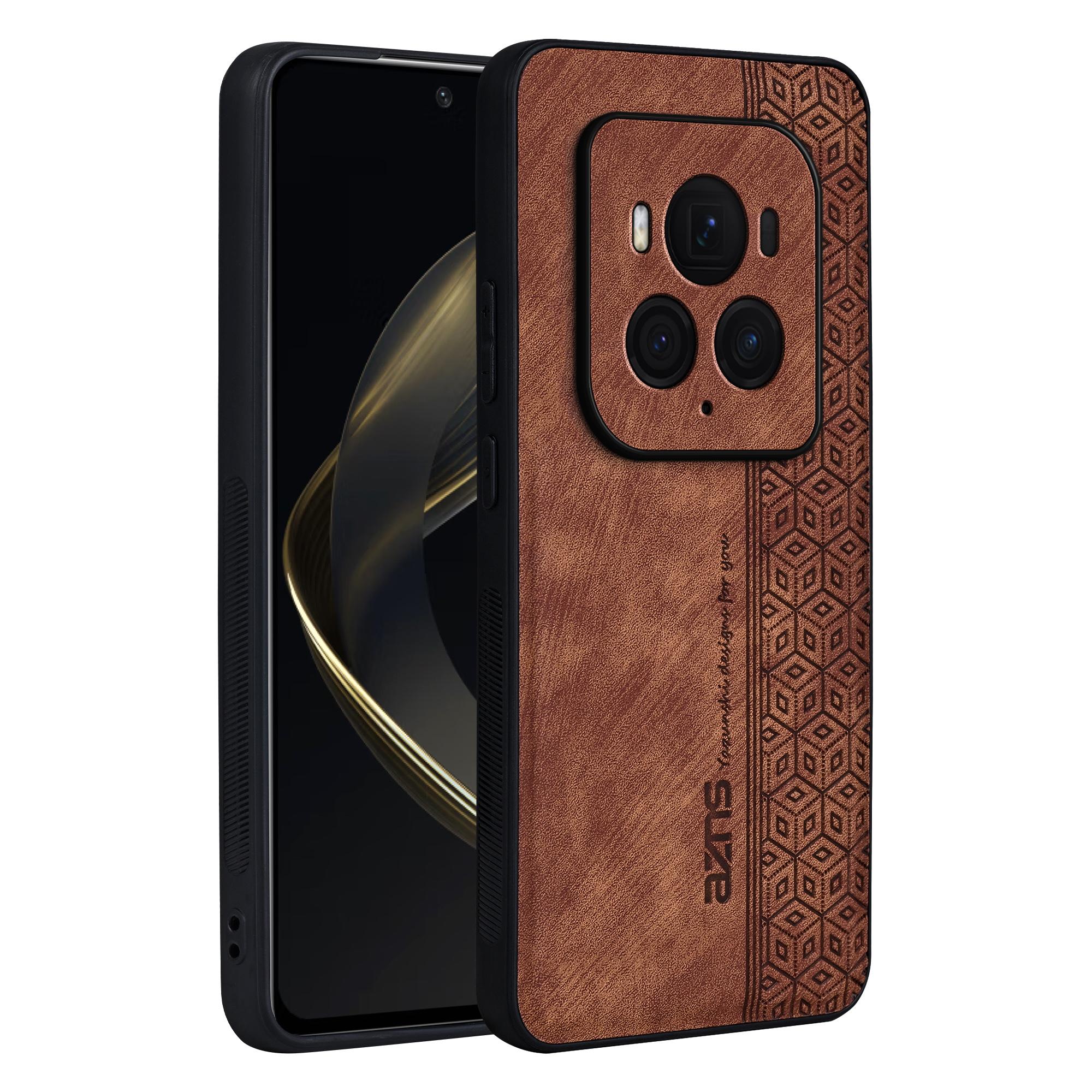 

For Honor Magic6 Ultimate 5G Case Pattern Imprint PU+TPU Anti-Slip Phone Cover Brown
