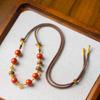 Xirui Red Agate Beaded Necklace with Star Rope Clasp – Retro Style Sweater or Collarbone Chain for Women