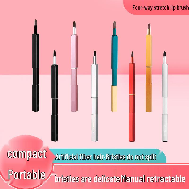 Retractable Lip Brush with Lid - Concealer and Lipstick Makeup Tool Compact