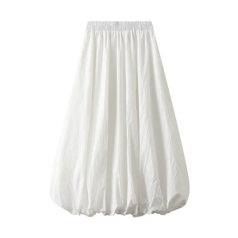Women's Balloon Long Skirts Street Elastic Waist Flowy Loose Cargo Skirt Aesthetic Women Clothes