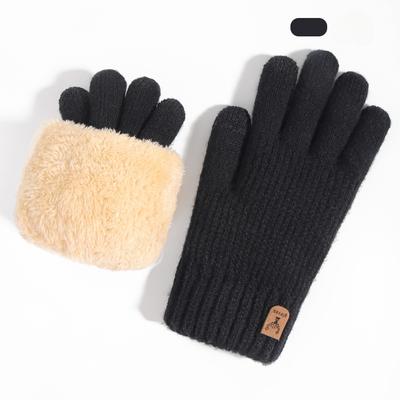 Wool Knit Touchscreen Gloves Men Winter Fleece Lined Thick Outdoor Cold Proof Warm Gloves