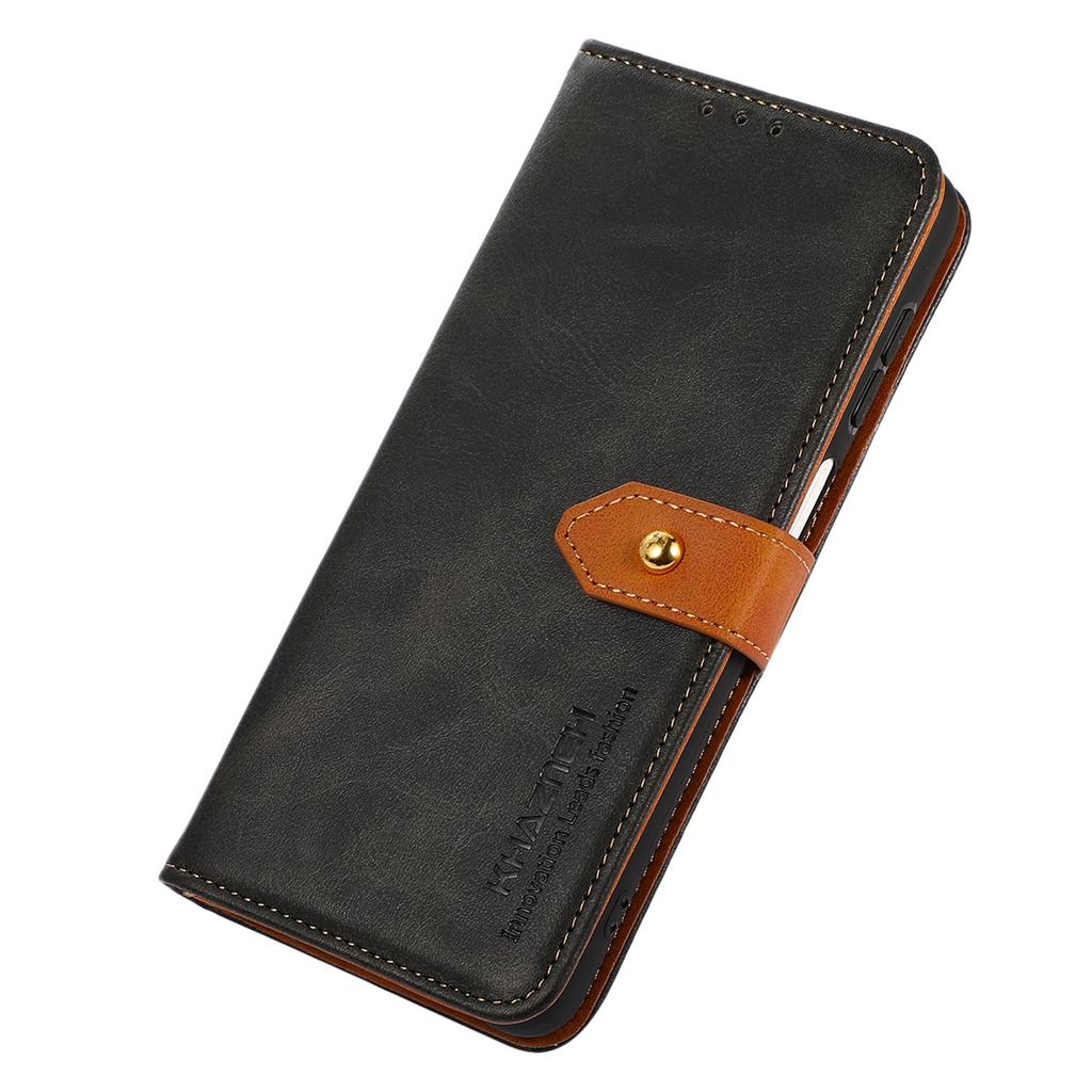 KHAZNEH For Oppo A58 5G Leather Wallet Phone Cover Foldable Stand Cowhide Texture Case