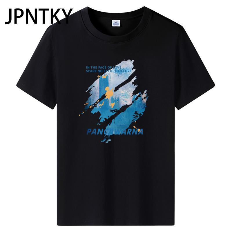 JPNTKY Cotton Short Sleeve T-shirt Men's Fashion Loose Half Sleeve Shirt Printed Compassionate Shirt