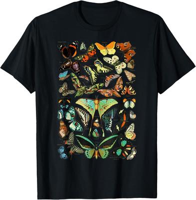 Vintage Butterfly Species Botanical Illustration Graphic T-Shirt Men Casual Trip Cotton Tee