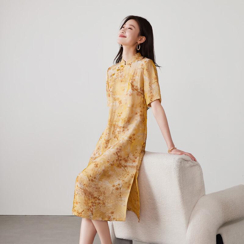 SOFSIL New Chinese Style Ink Print Midi Dress L
