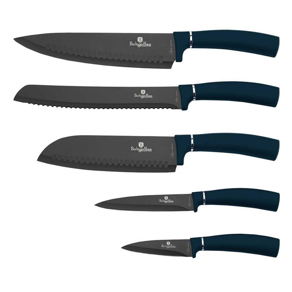 Set Of 5 Kitchen Knives With Blade Berlinger Haus Bh-2537 Aquamarine
