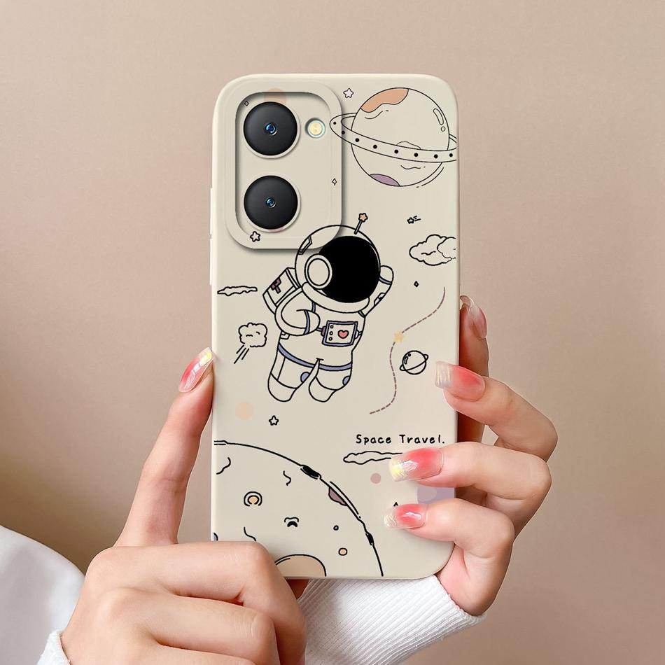 Phone Cases For Vivo Y03 4G Flowers Soft Liquid Silicone Camera Lens Premium Protection Back Covers For Vivo Y 03 Funda Carcasa