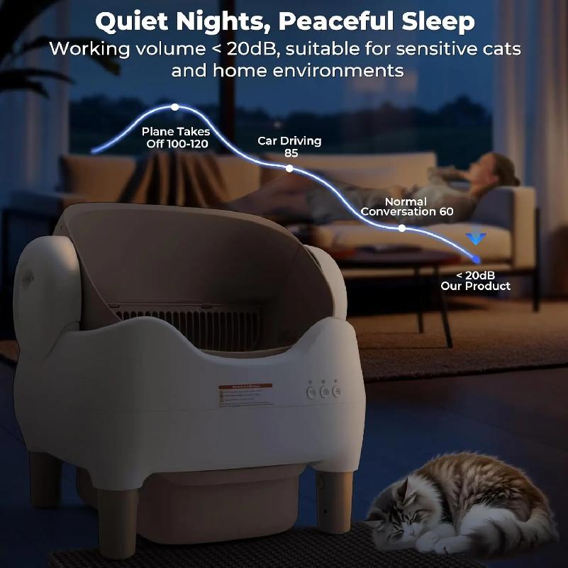 Automatic Self Cleaning Cat Litter Box Intelligent Cat Litter Pan Open-Top Design Odorless APP Control Cat Sand Box Tray