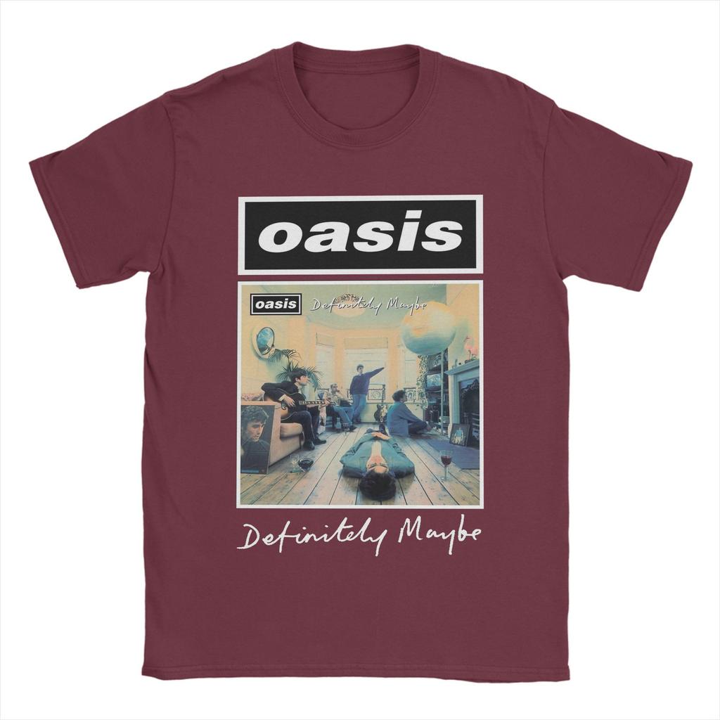 Oasi/s Rock Band    T Shirts Men Pure Cotton Fun T-Shirt Round Neck Minimalist Definitely  Tees Short Sleeve Tops Birthday Gift