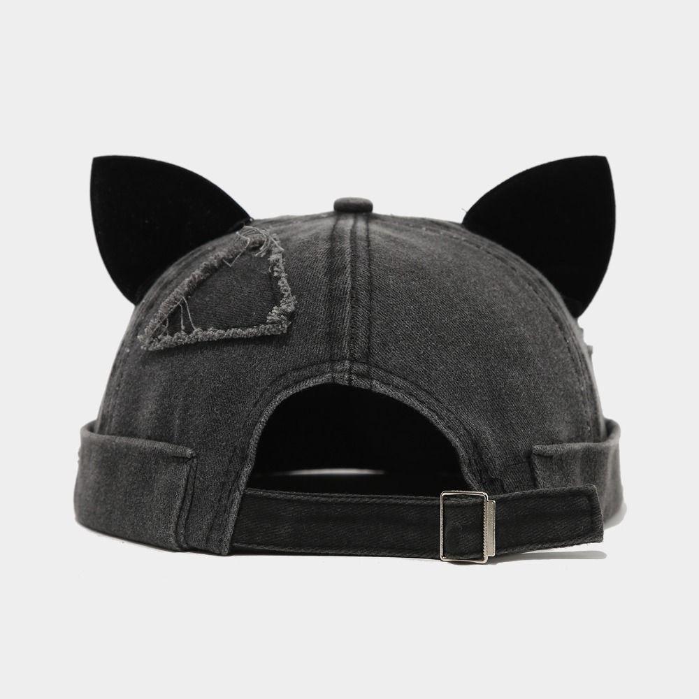 Cute Cat Ears Brimless Hat Hip Hop Beanie Hat Retro Style Melon Docker Cap Outdoor