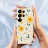 For Samsung Galaxy S25 Ultra Case Yellow Floral and Leaves Pattern Printing Straight Edge TPU Phone Back Cover