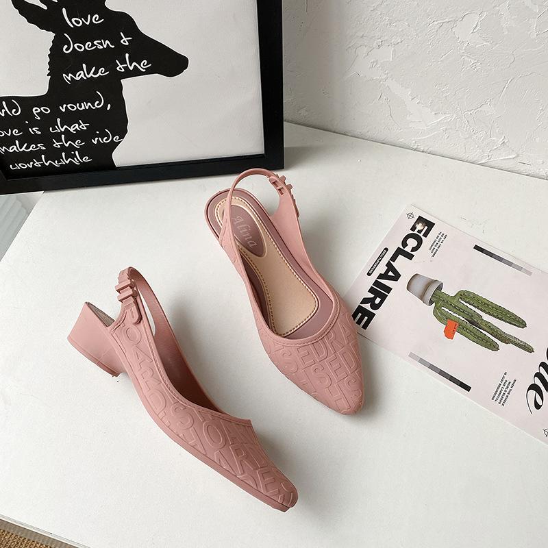Sandali estivi in gelatina con bocca poco profonda, fondo piatto, suola morbida, scarpe da lavoro basse, casual, coreane, in plastica