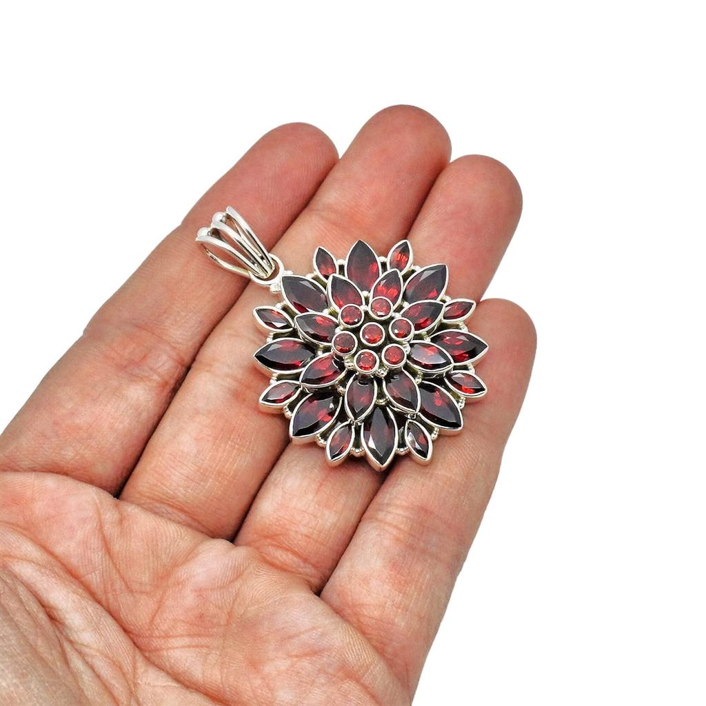 Sterling Silver Flower Pendant: Amethyst, Peridot & Citrine Gemstone