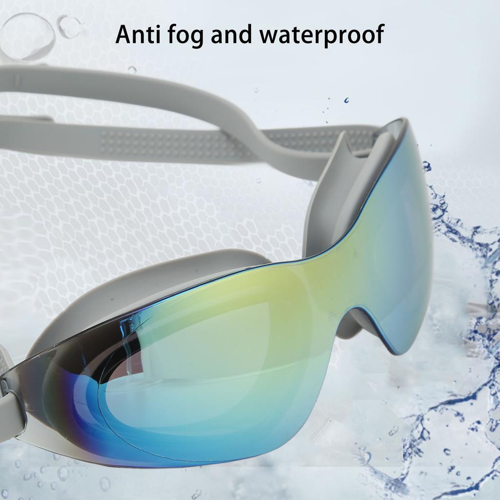Swimming Goggles Anti Fog No Leaking Silica Gel Swim Glasses with PC Mirror for Men and Women Grey