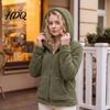 Casual Warm Jacket Women Full Zip Fleece Hoodie Solid Color Hooded for Coat with Pockets Fall Winter Loose Fit Daily Wear