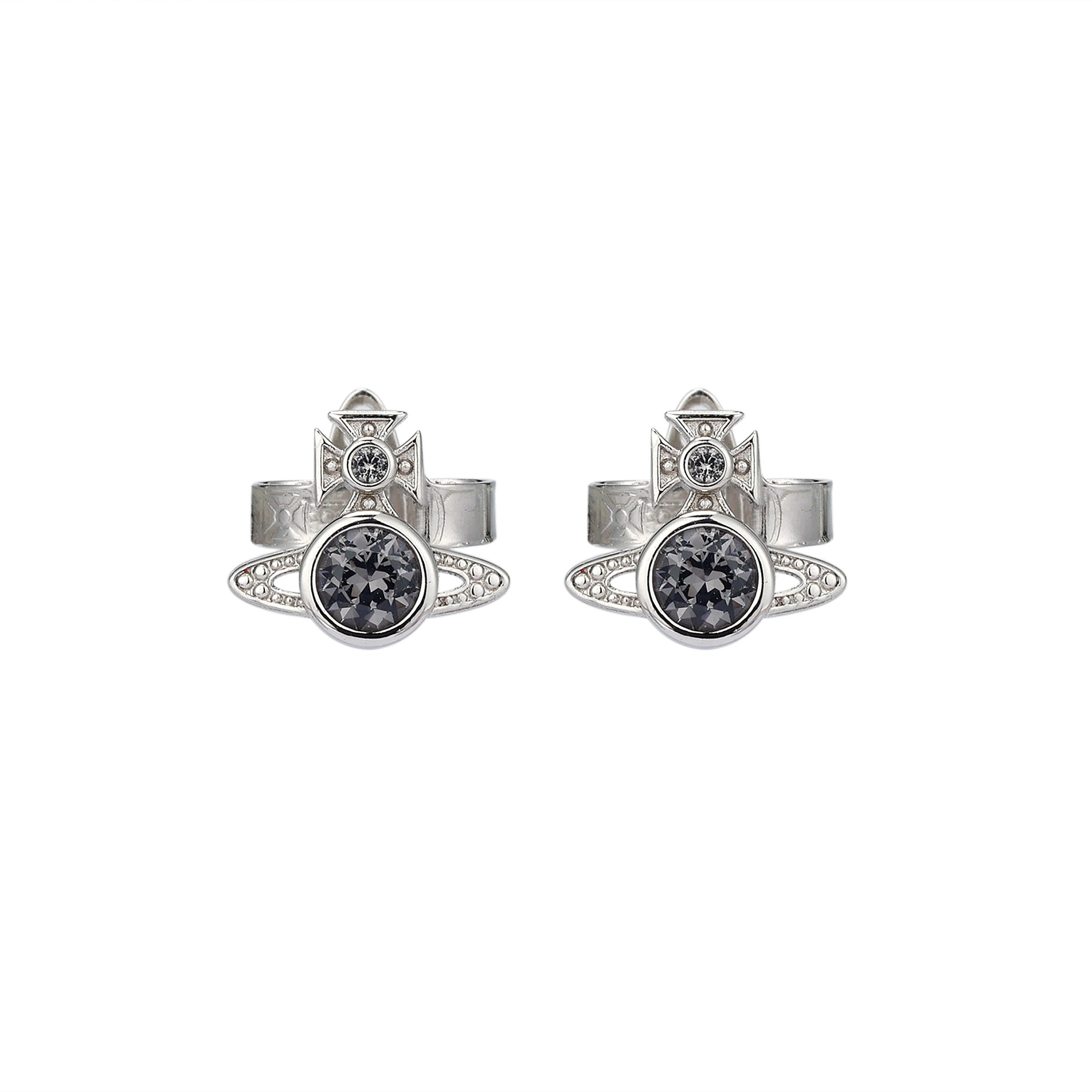 Boucle d'oreille Vivienne Westwood Design Sphère Exquise Petite Boucles d'oreilles Homme Argent Gris 62010239-02P297 Basic Packaging-Dust Bag+Box gray