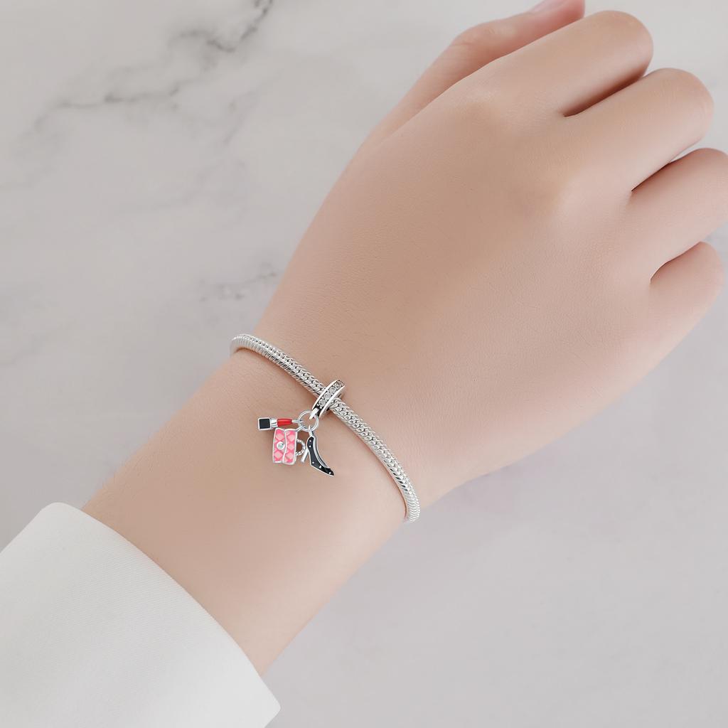 Bead Charms Copper Charm Bead Charms Authentic Handbag Highheeled Shoes Pendant Bead Charms Compatible With Bracelets Jewellery Diy Women Gift Access
